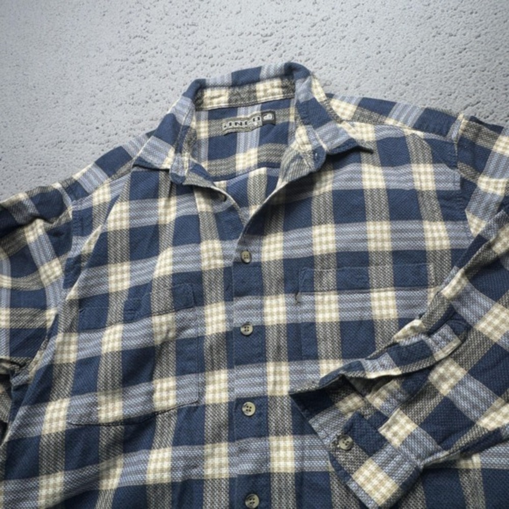 JNCO‎ Shirt Mens Large Blue Plaid Flannel Button-Up Long Sleeve Streetwear